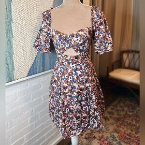 Lena Navy and Soft Purple Floral Dress